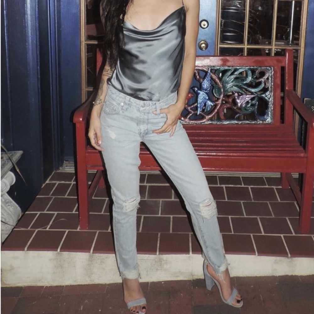 Lovers & Friends high rise light blue distressed jeans